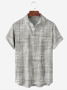 Abstract Chest Pocket Short Sleeve Casual Shirt