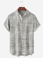 Abstract Chest Pocket Short Sleeve Casual Shirt - thumbnail