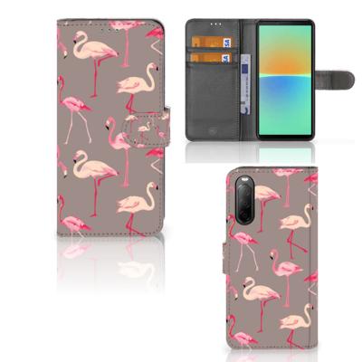 Sony Xperia 10 IV | Telefoonhoesje | Met pasjeshouder | Flamingo
