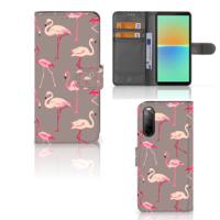 Sony Xperia 10 IV | Telefoonhoesje | Met pasjeshouder | Flamingo