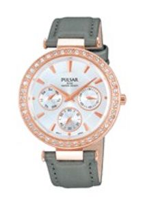 Pulsar horlogeband VD75-X064-PP6166X1 Leder Grijs + grijs stiksel