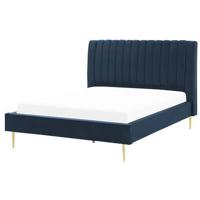 Beliani - MARVILLE - Tweepersoonsbed - Blauw - 140 x 200 cm - Fluweel