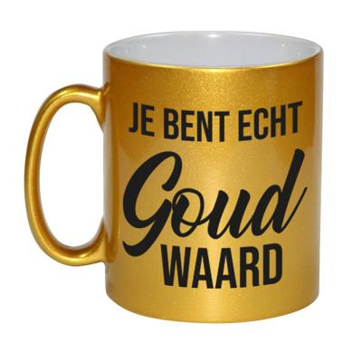 Je bent echt goud waard bedankt mok / beker - 330 ml - goudkleurig