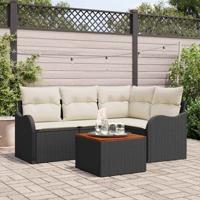Tuinbankenset met kussen 5 pcs Zwart poly rattan