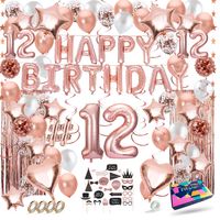 Fissaly® 12 Jaar Rose Goud Verjaardag Decoratie Versiering - Helium, Latex & Papieren Confetti Ballonnen - thumbnail