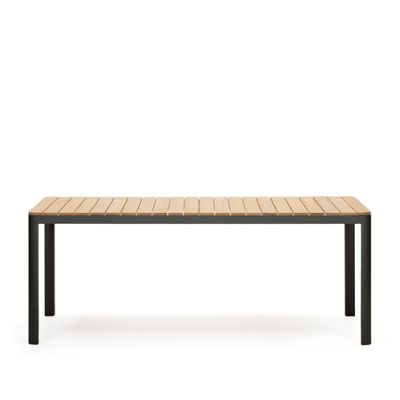 Kave Home Bona tuintafel 200x100 cm teak hout Zwart