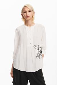 Geborduurde bloemenblouse - WHITE - M