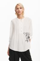 Geborduurde bloemenblouse - WHITE - XS