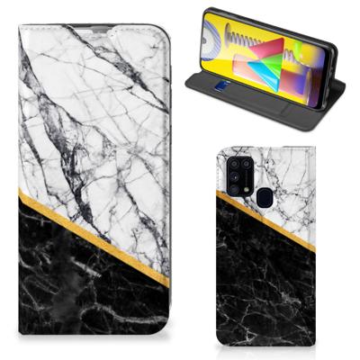 Samsung Galaxy M31 | Standcase | Marmer Wit Zwart - Origineel Cadeau Man