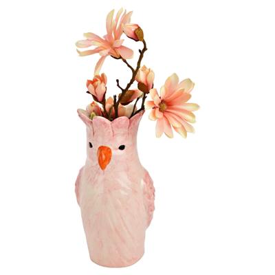 Bloemenvaas Papegaai - roze - keramiek - 13 x 25 x 13 cm - vaas