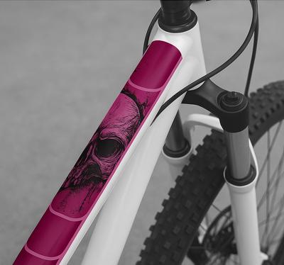 Schets grunge schedel fiets sticker