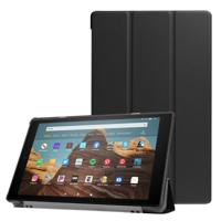 Voor Amazon Kindle Fire HD 10 2017/2019Custer textuur horizontale Flip lederen draagtas met drie-opvouwbare houder & slaap/Wake-up functie (zwart)