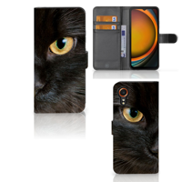 Samsung Galaxy Xcover 7 Telefoonhoesje met Pasjes Zwarte Kat - thumbnail