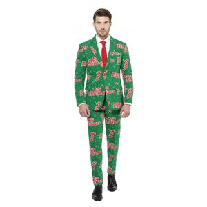 Groene business suit met kerst thema 54 (2XL)  -