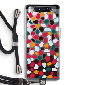 Colored Giraffe: Samsung Galaxy A80 Transparant Hoesje met koord