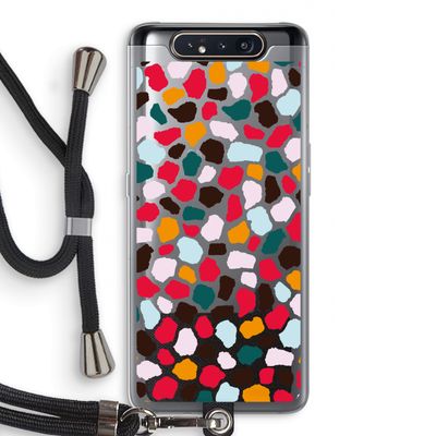 Colored Giraffe: Samsung Galaxy A80 Transparant Hoesje met koord