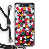 Colored Giraffe: Samsung Galaxy A80 Transparant Hoesje met koord