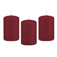 Cilinderkaars/stompkaars - 8x - bordeauxrood - 5 x 8 cm - 18 branduren