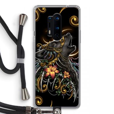 Huilende Wolf: OnePlus 8 Pro Transparant Hoesje met koord