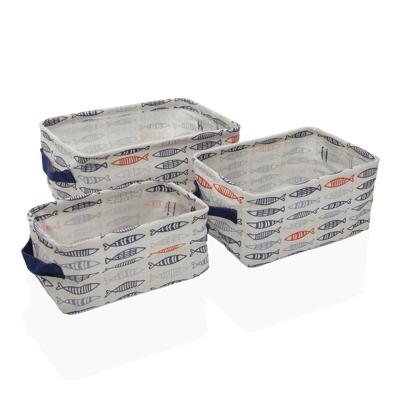 Mandenset Versa Rechthoekig Vissen 28 x 18 x 14 cm Polyester Textiel