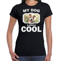 Staffordshire bull terriers honden t-shirt my dog is serious cool zwart voor dames - thumbnail