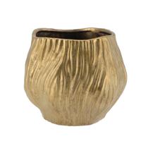 Bloempot/plantenpot organisch model Multan - goud - D17 x H14 cm - binnen