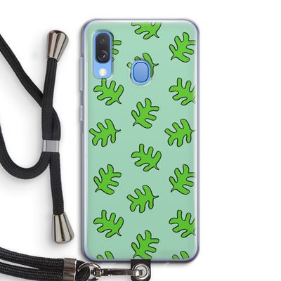 Groene blaadjes: Samsung Galaxy A40 Transparant Hoesje met koord