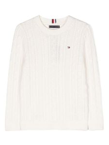 Tommy Hilfiger Junior pull à logo brodé - Blanc