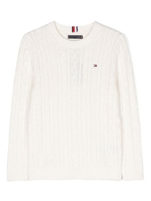 Tommy Hilfiger Junior pull à logo brodé - Blanc