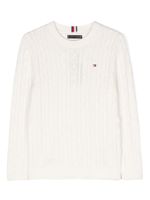 Tommy Hilfiger Junior pull à logo brodé - Blanc