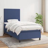 Boxspring met matras stof blauw 90x200 cm
