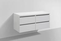 Badmeubel Trend met Flat kunstmarmer top 120 Wit met 4 lades