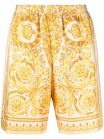 Versace short en soie à imprimé Barocco - Jaune