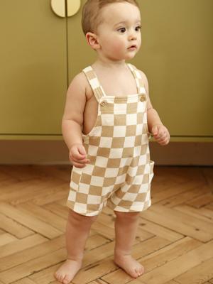 Bedrukte korte sweater van fleece voor baby's beige, geruit Bedrukte korte sweater van fleece voor baby's beige, geruit