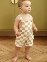 Bedrukte korte sweater van fleece voor baby's beige, geruit