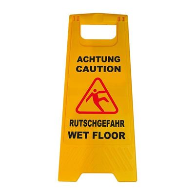 3x Waarschuwingsbord opgepast gladde vloer kuntstof geel 58 cm