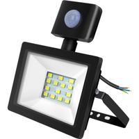 LED Bouwlamp 10W met Sensor - Waterdichte Schijnwerper 6400K - Mat Zwart