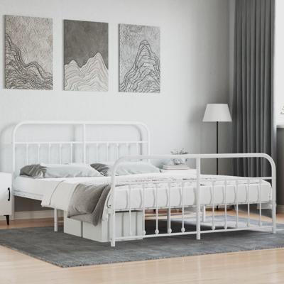 Bedframe met hoofd- en voeteneinde metaal wit 160x200 cm