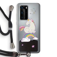 Regenboog eenhoorn: Huawei P40 Pro Transparant Hoesje met koord