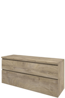 Proline Top wastafelonderkast met 2 laden asymmetrisch en afdekplaat 140 x 46 x 60 cm, raw oak - thumbnail