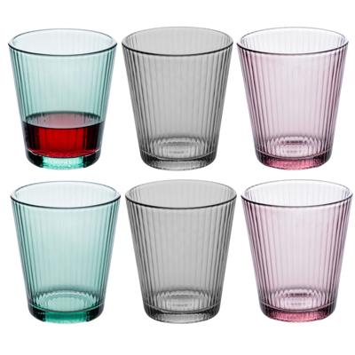 Waterglazen/drinkglazen Malau - 6x - transparant kleurenmix - 240 ml