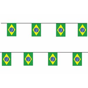 Vlaggetjes slinger Brazilie - 2x - 4 meter - papier - landen decoratie