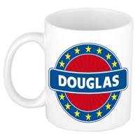 Douglas voornaam koffiemok - beker - wit/blauw - 300 ml - Cadeau - Heren - Collega - Vaderdag
