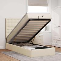 Ottoman bed met matras en LED's 90x190cm stof crèmekleurig