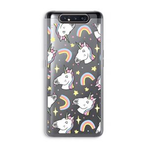 Rainbow Unicorn: Samsung Galaxy A80 Transparant Hoesje