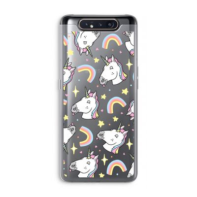 Rainbow Unicorn: Samsung Galaxy A80 Transparant Hoesje
