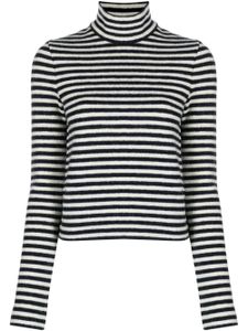 Jil Sander pull en laine rayé à patch logo - Bleu