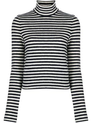 Jil Sander pull en laine rayé à patch logo - Bleu