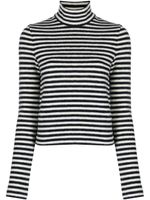 Jil Sander pull en laine rayé à patch logo - Bleu