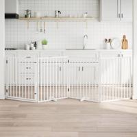 VidaXL Hondenhek inklapbaar met deur 4 panelen 320 cm populierhout wit